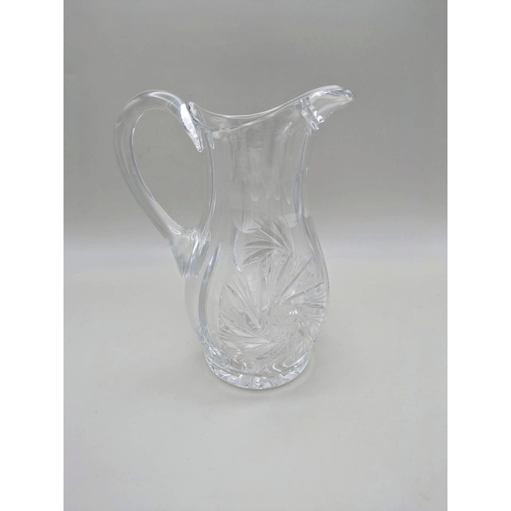 Vintage 18 oz Eleanor American Cut crystal pitcher, hobstars pinwheels cut glass